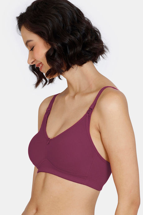 Zivame Maternity Double Layered Non Wired 3/4th Coverage Nursing Bra - Beet Red — image 3